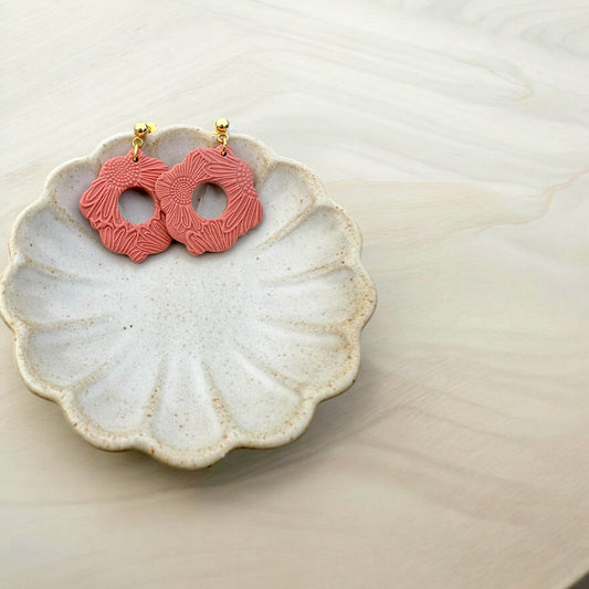 Sunflower Textured Scallop Dangles ( Available in Multiple Colors)